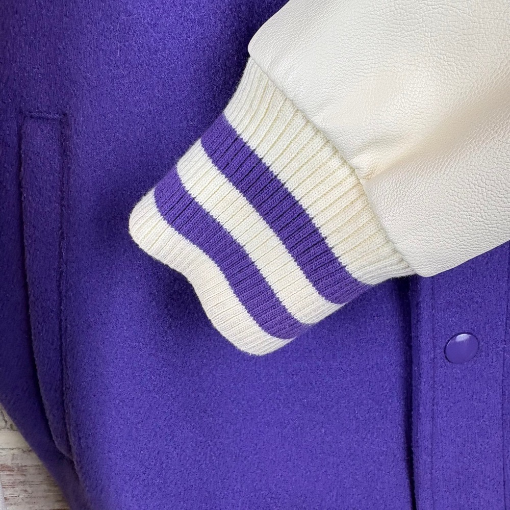Civilized Self Love Varsity Jacket Small Purple Embroidered Letterman Bomber -S - Picture 14 of 16